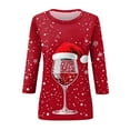 thumbnail image 4 of Christmas 3/4 Sleeve Tops for Women Crew Neck Shirts Plus Size Snowflake Printed Holiday Pullover Top Merry Christmas Party Trendy Half Sleeve Tunics, 4 of 5