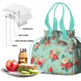 thumbnail image 4 of Pioneer Flower Drawstring Lunch Bag Women - Drawstring Lunch Bag Insulated for Work Office - Stain-Resistant Large Lunchbags for Women with Multi-Pockets, 4 of 6