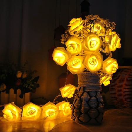 20 Led Rose Flower String Lights Wedding Garden Decor 20 Led Rose Flower String Lights Wedding Garden Decor Battery Operated Lamp