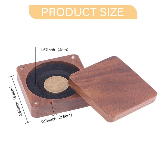 1pc Wood Medal Storage boxes with Black Velvet Inside Square 6.8x6.8x2.5cm