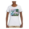 thumbnail image 2 of Unicorn Fanstasy Island Castle Animal Lover Female Graphic T-Shirt, White, 3XL, 2 of 3