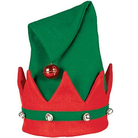 GREEN/RED ELF HAT WITH BELLS,AMSCAN