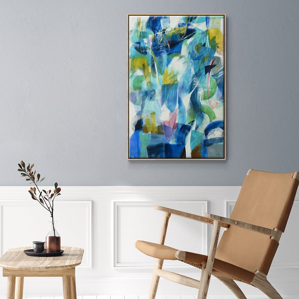 Green Passage Framed Premium Gallery Wrapped Canvas - Ready to Hang - 17 x 25 - Natural Wood Floating Frame