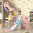 thumbnail image 3 of Nyeekoy 3 in 1 Foldable Toddler Large Slide w/ Climbing Ladder, Basketball Hoop, Indoor Outdoor Freestanding Playground for Kids, 3 of 11