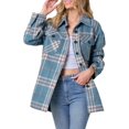 thumbnail image 1 of HSHDLDF Womens Casual Plaid Shacket Button Down Long Sleeve Shirt, 1 of 5