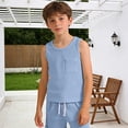 thumbnail image 5 of Bmisegm Boys T Shirts Sleeveless Crew Neck Tank with Pockets Casual Athletic Soft Workout Tops Light Blue,2-3 Years, 5 of 5