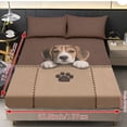 thumbnail image 4 of Xoenoiee Beagle Dog Paw Print 3 Piece Sheet Set Includes 1 Fitted Sheet and 2 Pillowcases, Soft and Breathable Microfiber Bed Sheets with Deep Pocket for Bedroom Decor, King Size, 4 of 7
