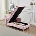 thumbnail image 3 of Modern Upholstered Sofa Chair with Metal Legs, Velvet Chaise Lounge Indoor with Backrest and Rolled Armrest, Storage Chaise Lounge with 1 Pillow for Living Room, Bedroom, Office, Pink, 3 of 9