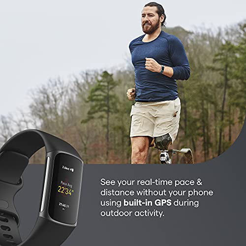 Fitbit Charge 5 Advanced Fitness & Health Tracker with GPS, Management Tools, Sleep Tracking, 24/7 Heart Rate and More, Black/Graphite, One Size (S &L Bands Included) - Walmart.com