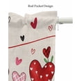 thumbnail image 5 of Valentine's Love Linen Curtain Valance for Bedroom/Bathroom/Kitchen/Office/Living/Dining Room Windows, Plaid Stripes Heart Botanical Leaves Rod Pocket Topper Decorative Cafe Drapes Panel 54"x18", 5 of 6