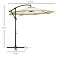 thumbnail image 5 of Outdoor Lighting Outsunny 10FT Cantilever Umbrella, Offset Patio Umbrella with Crank and Cross Base for Deck, Backyard, Pool and Garden, Hanging Umbrellas, Tan,Outdoor String Lights, 5 of 5