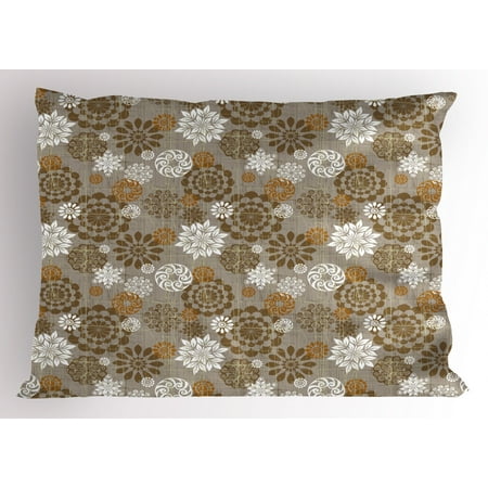 Floral Pillow Sham Ornamental Flower Design Various Color