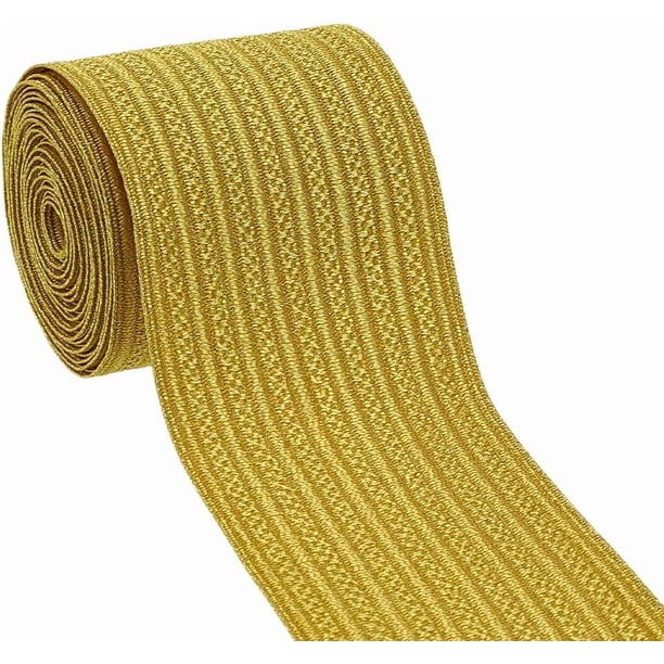 Cinta de costura decorativa metálica de 2,5 yardas de cinta trenzada militar de 2 pulgadas de ancho, trenzada de poliéster dorado