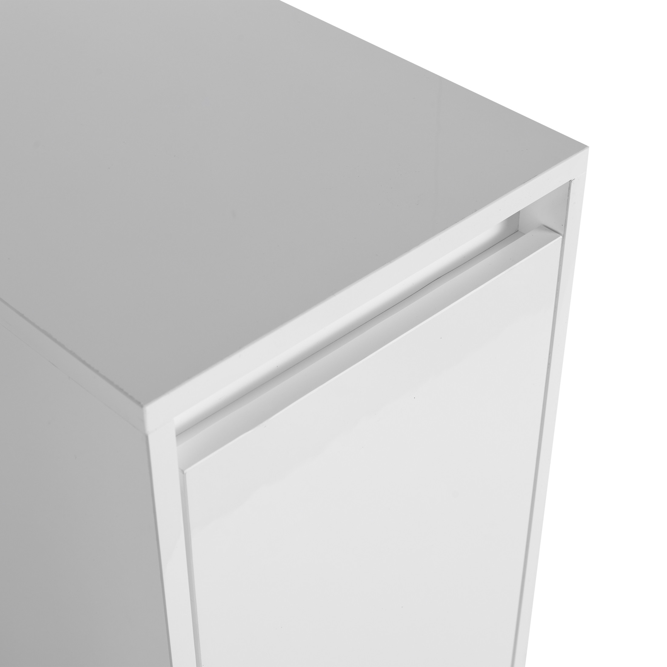 Noble House 12" Freestanding Bathroom Storage Cabinet, Soft-Close Door, Adjustable Shelf, Hidden Handle, Glossy White