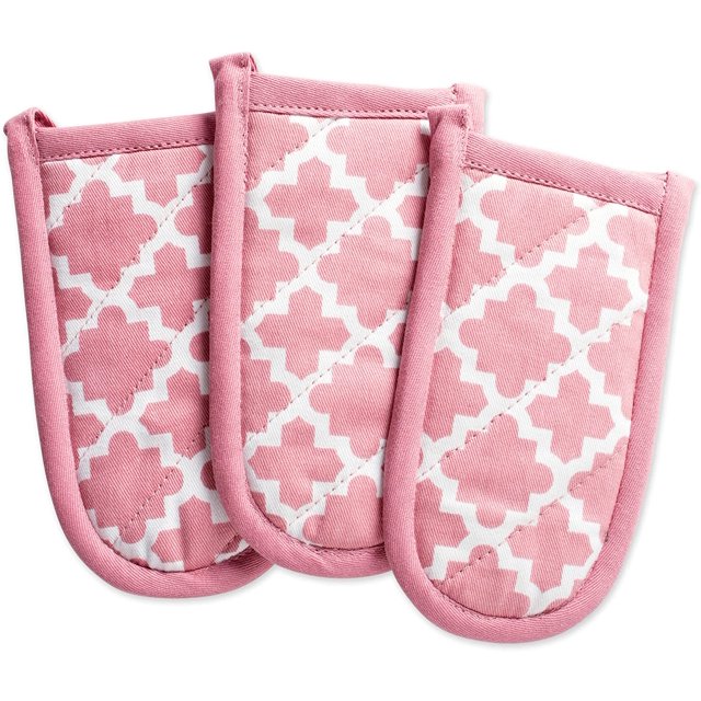Supports de Poignées de Poêle en Coton à Carreaux, 6 x 3 Ensemble de 3, Manchon de Poignée de Poêle Lavable en Machine et Résistant à la Chaleur pour Cuisine et Pâtisserie-Rose Rose