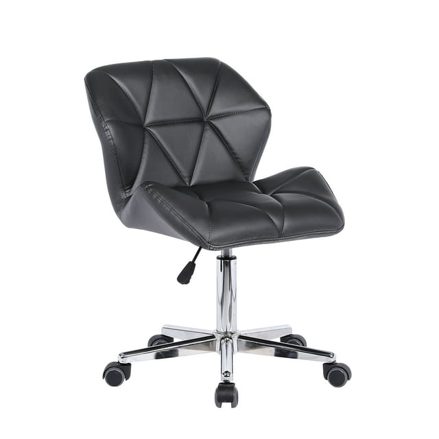 ViscoLogic JAGER Quilted Comfort Computer Desk Office Chair Stool (Black)