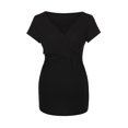 thumbnail image 3 of ZTTD Women's Solid Color Short Sleeve V-Neck Pregnant Nursing Tops Maternity Multifunctionl Blouse T-Shirt, Sizes S-2XL, 3 of 9