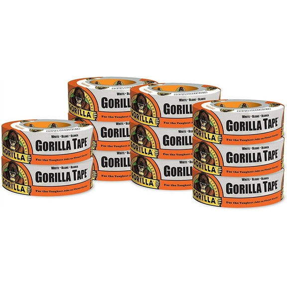 Gorilla White Duct Tape, 1.88" x 30 yd, White, Pack of 11