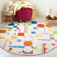 thumbnail image 2 of SAFAVIEH Kids Playhouse Abstract Shapes Machine Washable Area Rug, Ivory/Red, 5' x 5' Round, 2 of 8