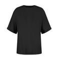 thumbnail image 4 of Women's T-Shirts Sevevn Women's Casual Crewneck Short-Sleeved Solid Color Loose Short Loose T-Shirt, 4 of 8