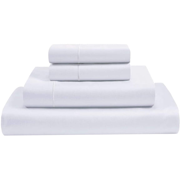 RV Bed Sheets Three Quarter- Giza Cotton Bed Sheet Set - 4 Pieces Cotton RV Sheets 10"-15" Deep - 400 Thread Count 100% Giza Cotton Sheets for Campers -Three Quarter: 48"x75" (White)