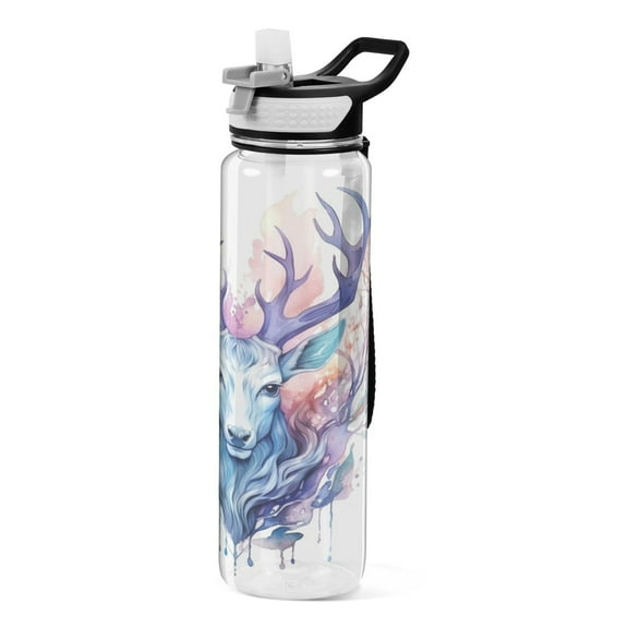 Deer 32oz Water Bottles with Straw Tritan Leakproof Sports Bottle BPA Free Clear for Fitness Gym Swimming Cycling