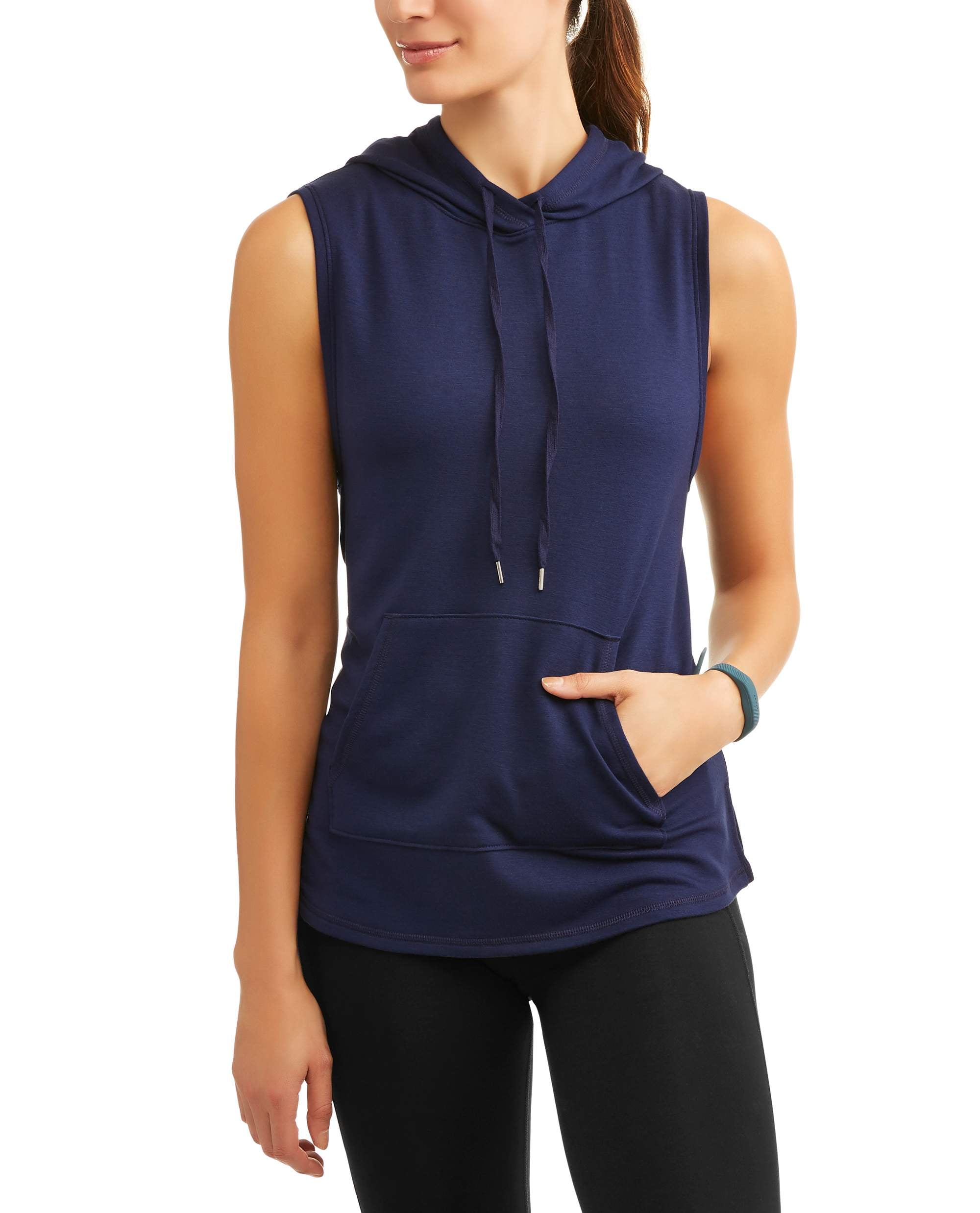 Athletic Works Women's Athleisure French Terry Vest With Hoodie