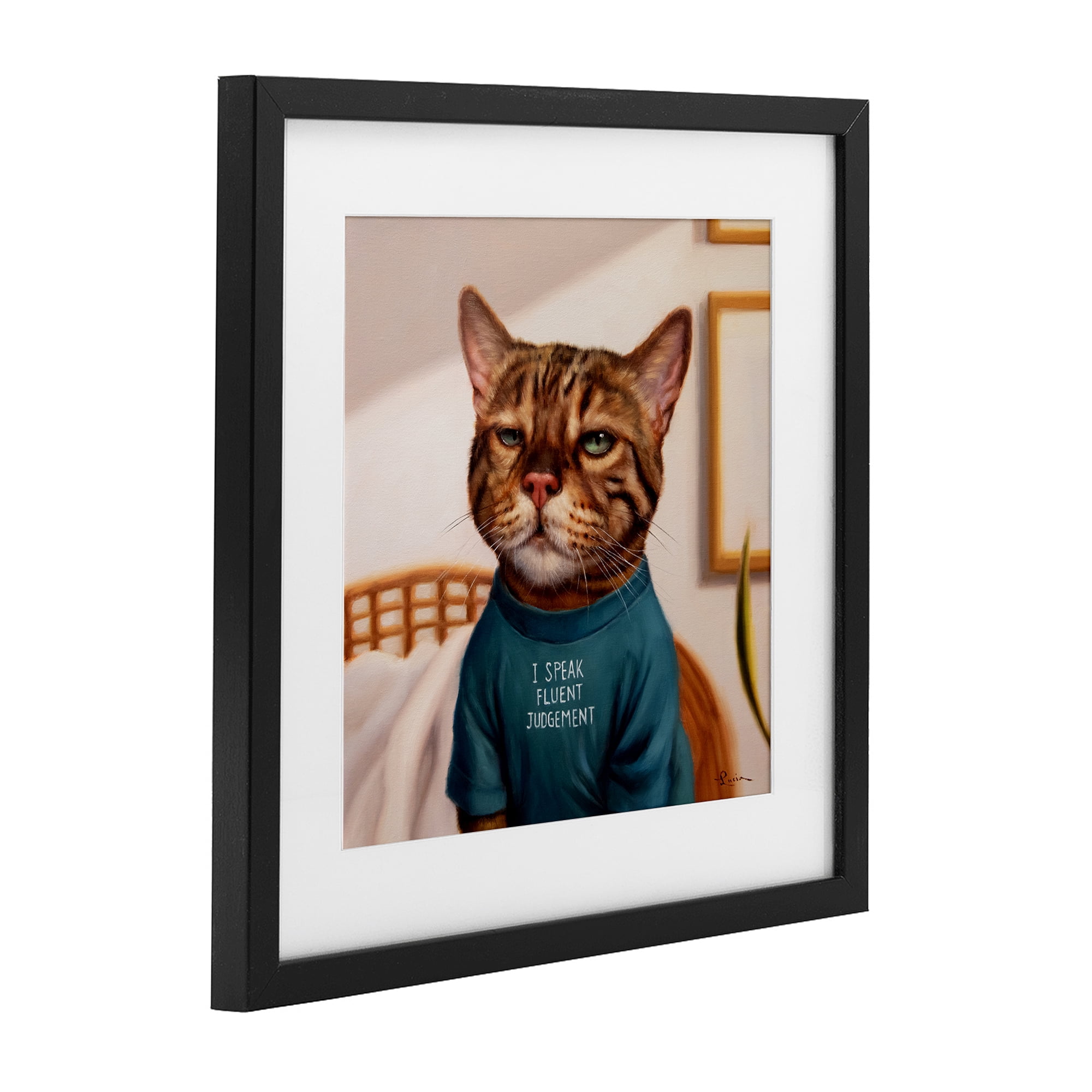 Stupell Industries Cattitude Speak Fluent Judgement Black Framed Print Under Glass, design by Lucia Heffernan