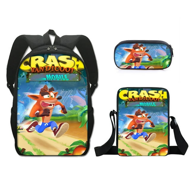 Set de mochilas de nailon con dibujos animados de Bandicoots para niños y escuelas