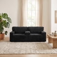 thumbnail image 2 of Leumius 91.7" Boneless Couches for Living Room,Plush Corduroy 3 Seater Sofa with Built-in Cup Holders and Side Storage Pocket,No Assembly,Black, 2 of 12