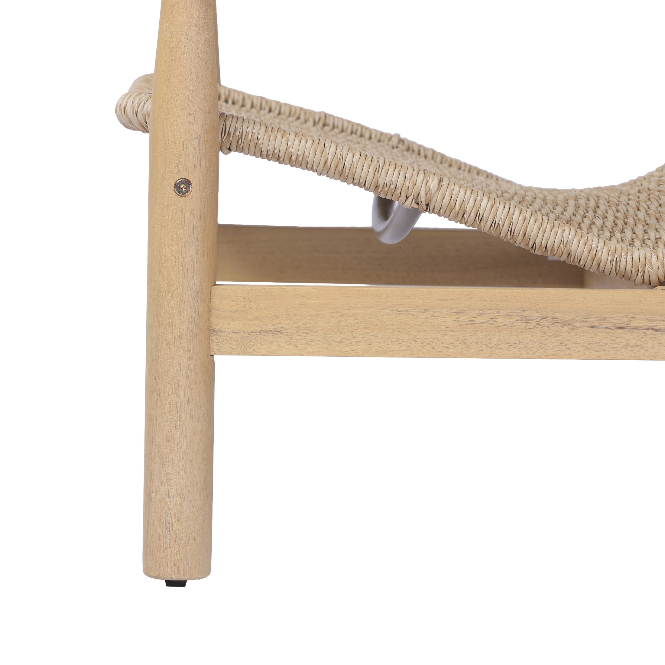 Christopher Knight Home Bohemian Patio Lounge Chair, Acacia Wood with Wicker Seat, Light Teak+Beige