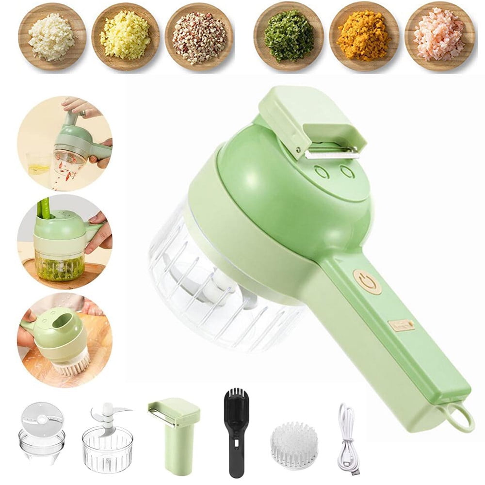4 In 1 Handheld Electric Vegetable Cutter Set Mini Wireless Electric Garlic  Mud Masher Food Choppers And Dicers For Kitchen - Fruit & Vegetable Tools -  AliExpress