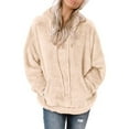 thumbnail image 1 of Sudadera de felpa para mujer, con capucha y cordón, holgada, con bolsillo frontal, para el trabajo, deportes, uso diario, color albaricoque S, 1 of 6