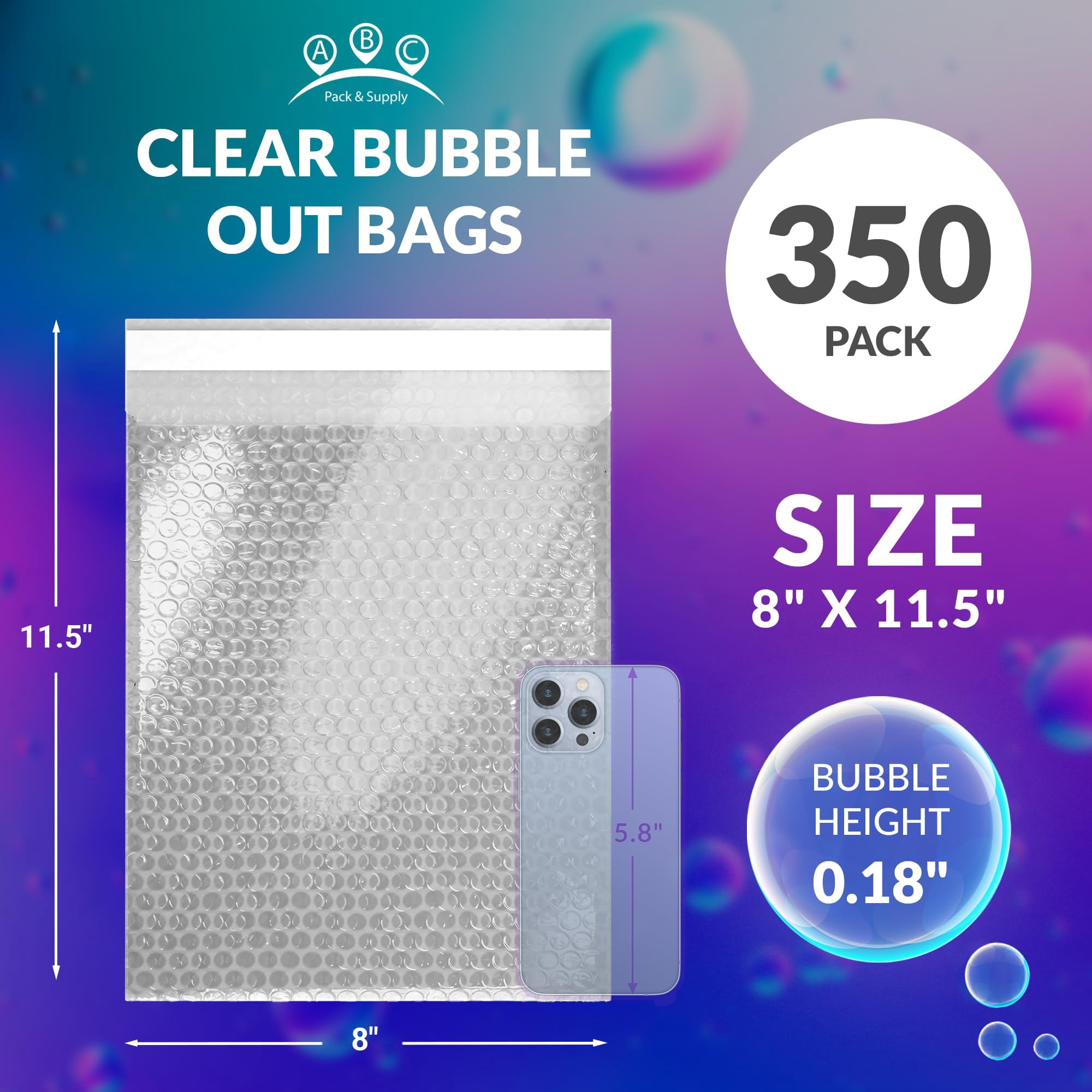 Bubble Out Bags Polyethylene Self Seal Clear 350 count 8 x 11.5 in