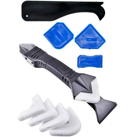 

3 in 1 Silicone Caulking Tools（stainless steelhead） Sealant Finishing Tool Grout Scraper Reuse and Replace 5 Silicone Pads Great Tools for Kitchen Bathroom Window Sink Joint