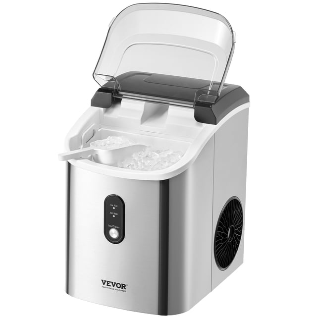 VEVOR Máquina para hacer hielo en pepitas de encimera, 33 lb/24 h, autolimpiante, con canasta para cuchara, para bar en casa