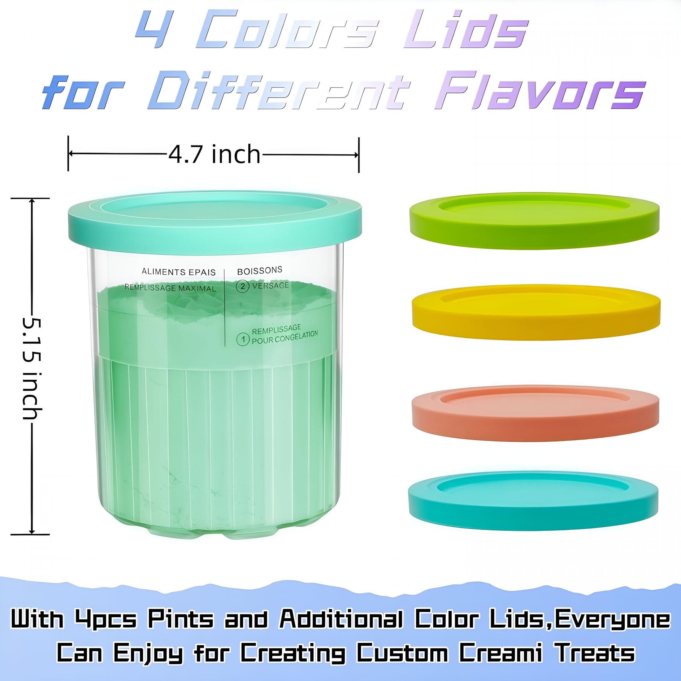 ACDANC 2026 New Compatible 24Oz Creamy Deluxe Pints and Lids,Bpa-Free,Dishwasher Safe,11-In-1 Xl Family Size Storage Containers for Ice Cream Maker