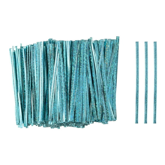 Uxcell 500pcs Bag Twist Ties 4" Reusable Plastic Twist Ties Wire Cable Ties for Party Bread, Blue