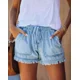 thumbnail image 3 of Summer Women's Wholesale Price Loose Straight Leg Denim Shorts Ruffled Large Pockets Casual Commuting Daily Foe Women, 3 of 5
