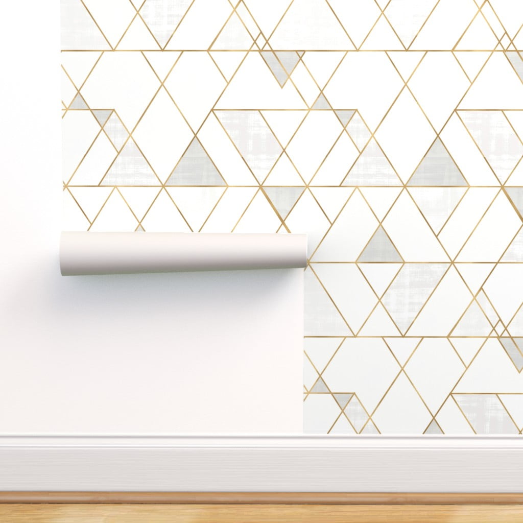 Peel-and-Stick Removable Wallpaper White Retro Modern Geometric Abstract Style 