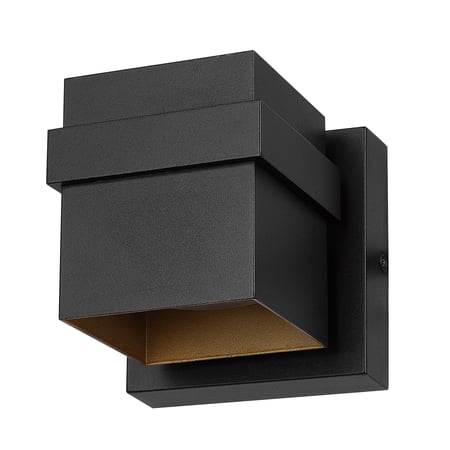 Globe Electric 11.5W LED Matte Black Outdoor Wall Sconce with Gold Interior Accent, 91005361