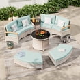 thumbnail image 2 of MEISSALIVVE 8-Piece Half-Moon Curved Outdoor Patio Furniture Set, Sectional Conversation Sofa with 2 Half-Moon Ottomans, Round Coffee Tables for Backyard Deck Garden, Blue, 2 of 9