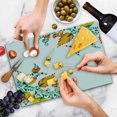 thumbnail image 4 of Japanese Cutting Board, Ornate Japanese Watercolor Flower Motif Environment Inspired Art Image Print, Decorative Tempered Glass Cutting and Serving Board, Large Size, Orange Green, by Ambesonne, 4 of 5
