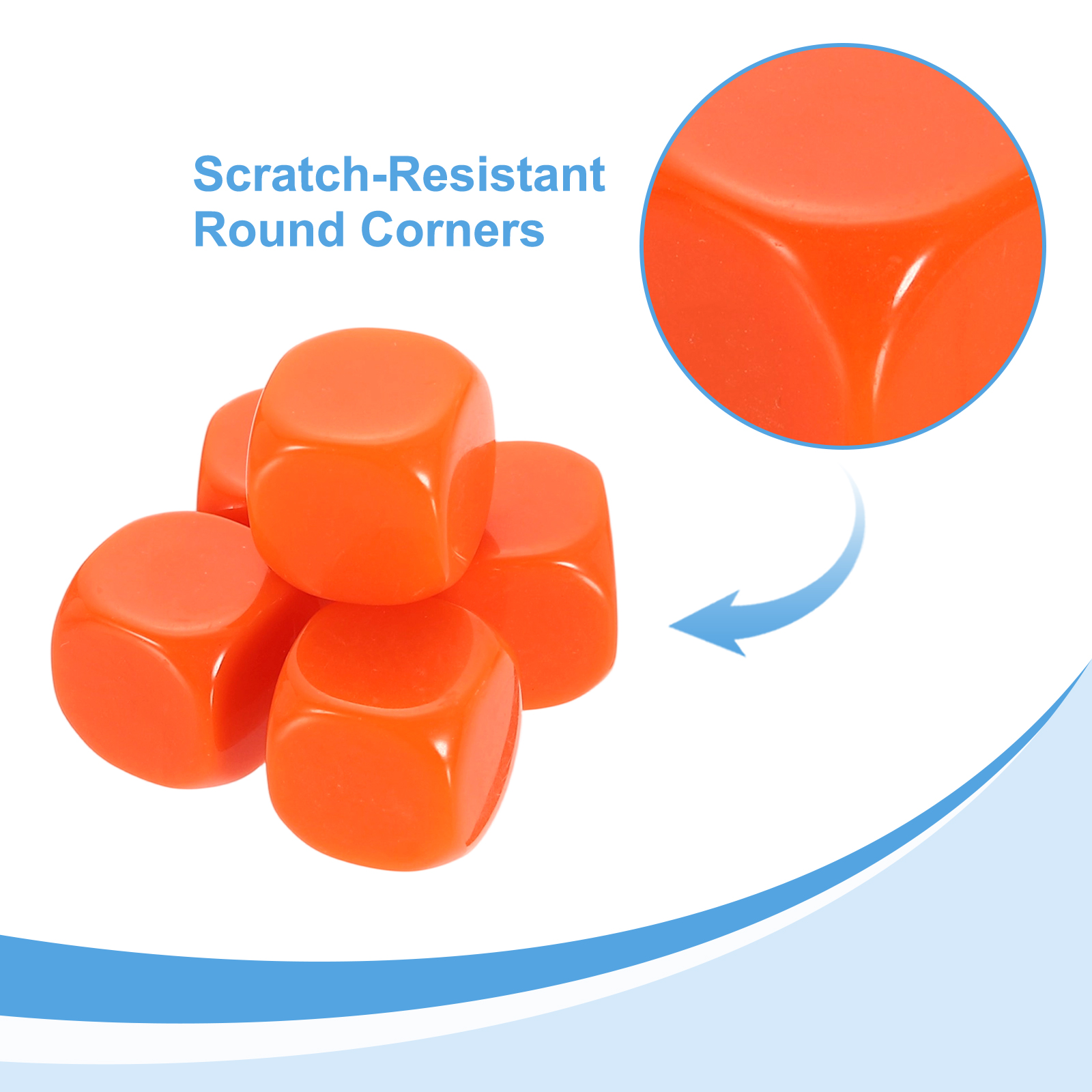 50Pack Rounded Blank Six Sided Dice 20mm/0.8inch Acrylic Dice, Orange