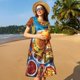 thumbnail image 4 of Disketp Vibrant Picnic Food Spread para Vestido de Manga Corta para Mujeres, Vestidos de Verano para Mujeres, Casual y Holgado para la Playa, 4 of 6