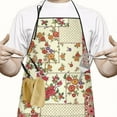 thumbnail image 2 of Pioneer Flower Floral Print Pattern Apron-Garden Aprons for Women with Pockets-Cotton Linen Waterproof Kitchen Cooking Gardening Aprons Adjustable for Kitchen,Cooking,BBQ and Salon 33x27 Inch, 2 of 7