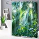 thumbnail image 2 of Cortina de ducha de 120 x 180 cm, antimoho, diseño de selva tropical, tela de poliéster impermeable, decoración de baño con 10 ganchos, 2 of 3