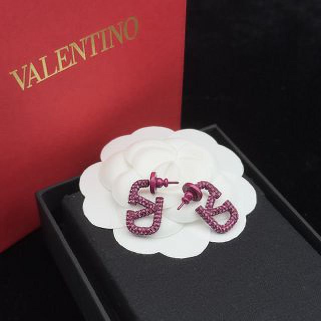 Valentino Clásico Rosa Letra V Pendientes Grande Mediano Pequeño