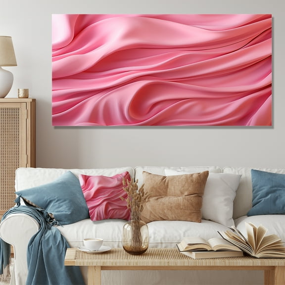 Designart "Waltz Whirl Pink Serenade I" Oversized Abstract Wall Art - Modern Pink Abstract Geometric Living Room Canvas Art