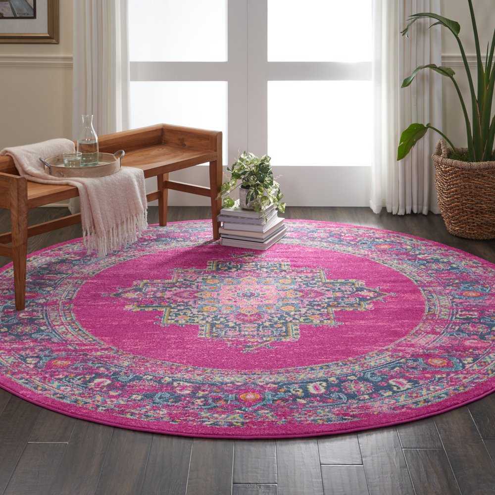 Nourison Passion Boho Bordered Fuchsia Area Rug